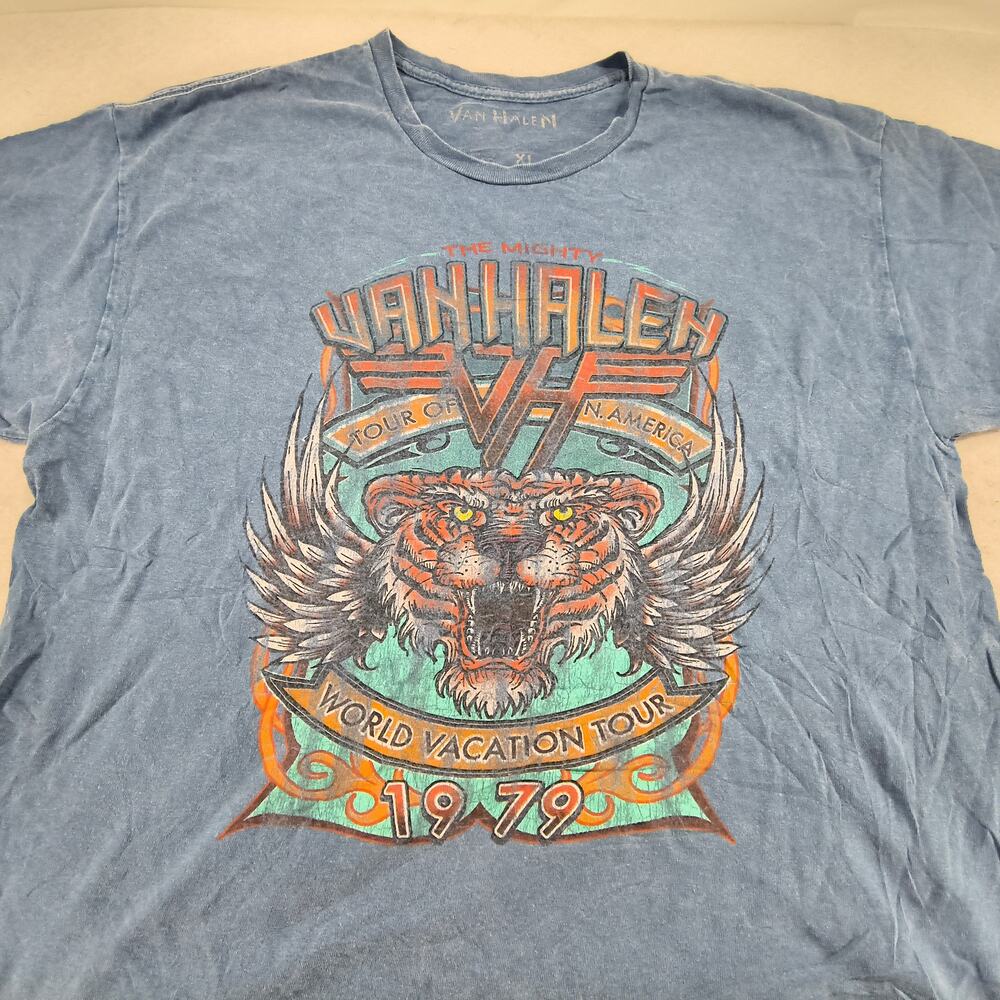 Van Halen Band Crew Neck Short Sleeve Shirt Adult Mens Size Extra Large XL Blue